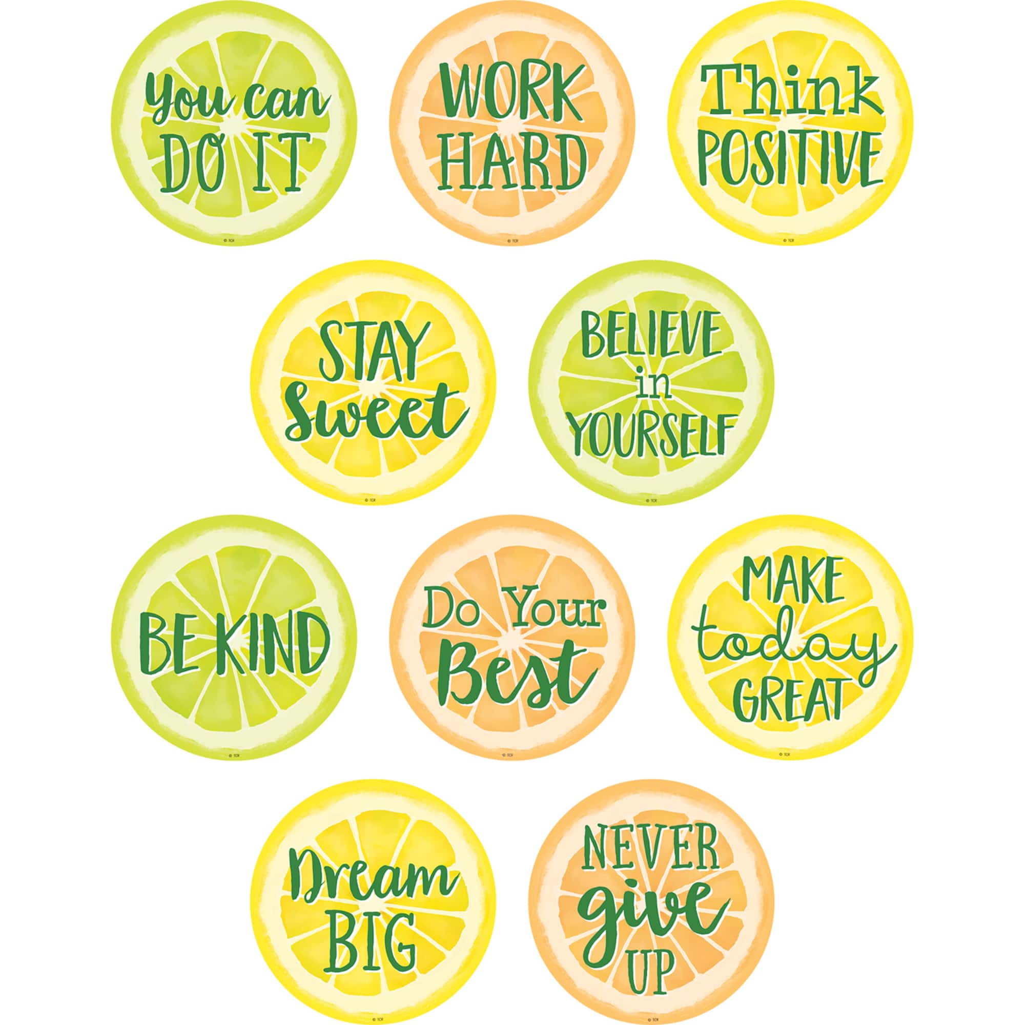 Teacher Created Resources Lemon Zest Positive Saying Accents, 3 Packs of 30
